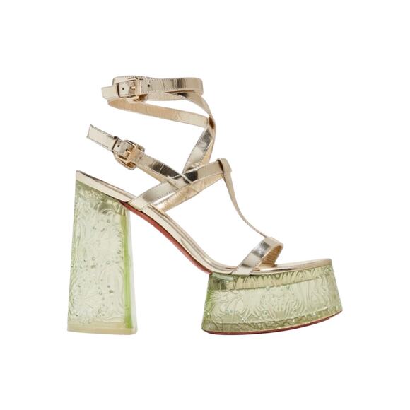 Christian Louboutin Shoes - Christian Louboutin Yazefine Red Bottom Platform Metallic Sandals Gold Size 37